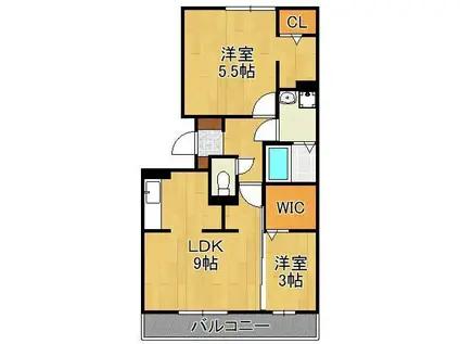 FK-ROCK(2LDK/2階)の間取り写真