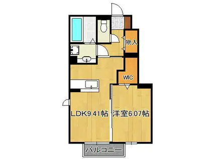 シーズンさくら B棟(1LDK/1階)の間取り写真