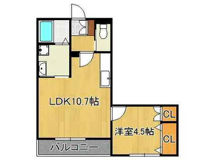 ポルト・ボヌール(1LDK/4階)の間取り写真