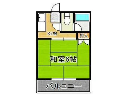 タウニー水町(1K/2階)の間取り写真