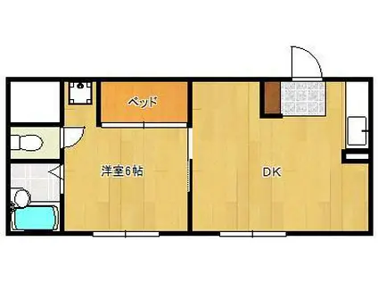 コーポあけみ(1DK/4階)の間取り写真