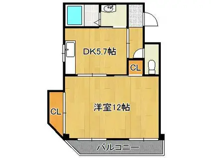 ケイズビル(1DK/3階)の間取り写真