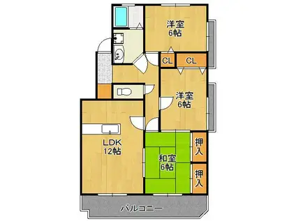 サンヒルズ守恒(3LDK/1階)の間取り写真