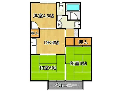 コーポ春永F棟(3DK/2階)の間取り写真