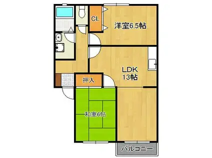 ヴェール長行(2LDK/2階)の間取り写真