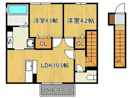 GRAND SOLEIL A棟(2LDK/2階)の間取り写真