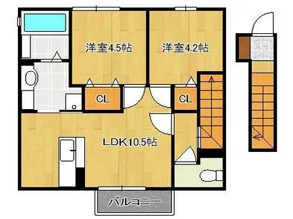 GRAND SOLEIL B棟(2LDK/2階)の間取り写真