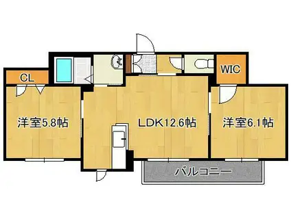 クロシェット(2LDK/3階)の間取り写真