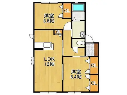 咲ら小路ⅡC棟(2LDK/2階)の間取り写真
