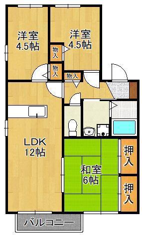 プラティーク嵐山西 A棟(3LDK/1階)の間取り写真
