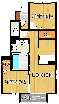 プランドール C棟(2LDK/1階)の間取り写真