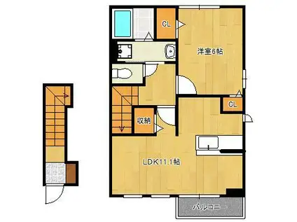 アルカンシエル・YA棟(1LDK/2階)の間取り写真