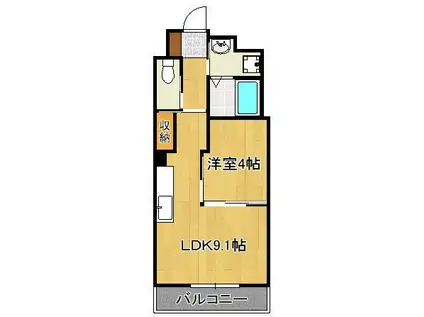 プランタン 伊崎(1LDK/2階)の間取り写真
