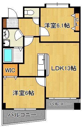 アビタシオン蒲生(2LDK/3階)の間取り写真