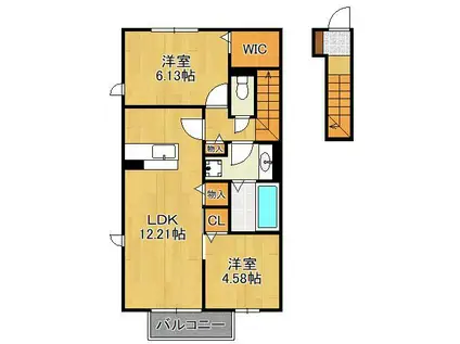 パープルシャイン蒲生(2LDK/2階)の間取り写真