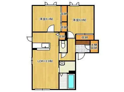 グリーントリニティーB棟(2LDK/1階)の間取り写真