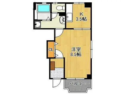 リブェール嵐山(1K/1階)の間取り写真
