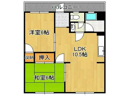 塚本コーポ(2LDK/3階)の間取り写真