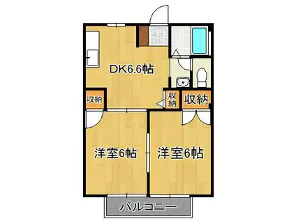 ファミールひいらぎB棟(2DK/2階)の間取り写真