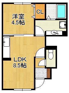 F・フィールド若園(1LDK/1階)の間取り写真