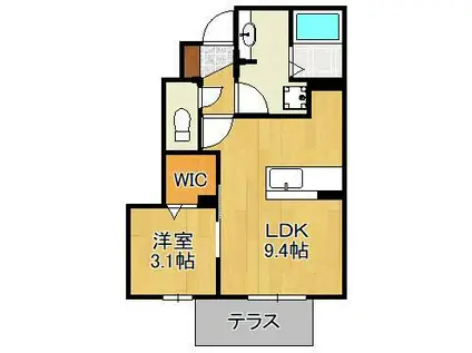 サンパール徳力(1LDK/1階)の間取り写真