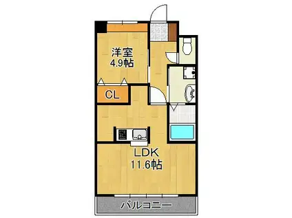 グランメゾンエヌ(1LDK/2階)の間取り写真