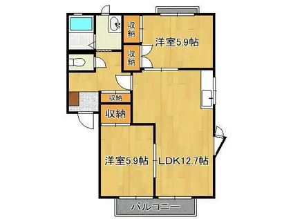 コモンシティ志井A棟(2LDK/2階)の間取り写真