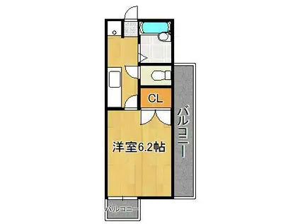 リファレンス北九大前(1K/3階)の間取り写真