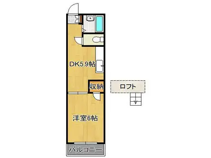 オアシス志井 A棟(1DK/1階)の間取り写真