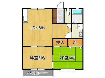 ハイツさや(2DK/2階)の間取り写真