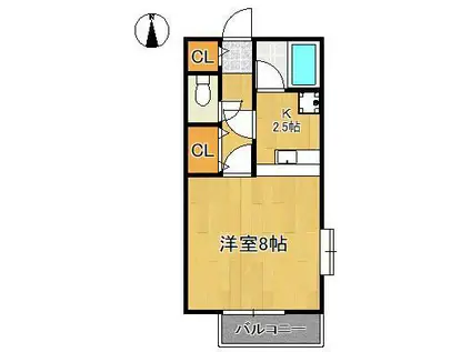 アーバンハイツ瓜生B棟(1K/1階)の間取り写真