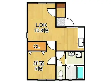 K.ROOM(1LDK/1階)の間取り写真