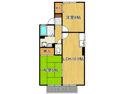 ラーク福江B棟(2LDK/2階)の間取り写真