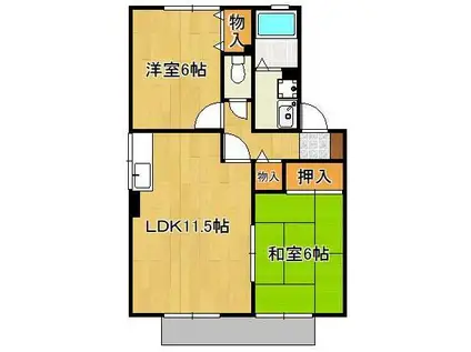 ラーク福江 A棟(2LDK/1階)の間取り写真