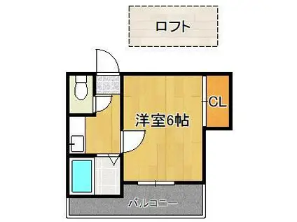 アクティブ徳力(1K/2階)の間取り写真