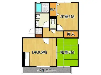 メルベーユ前田Ⅱ(2DK/3階)の間取り写真