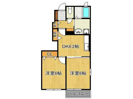 サンフラワー・アべニューD(2DK/1階)の間取り写真