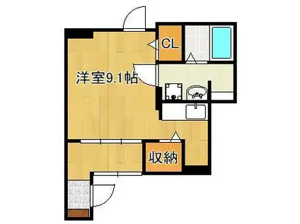 ラディアント・北方(ワンルーム/1階)の間取り写真