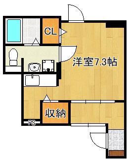 ラディアント・北方(1K/1階)の間取り写真