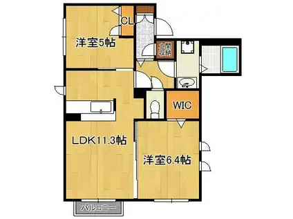 メゾンケイA棟(2LDK/1階)の間取り写真