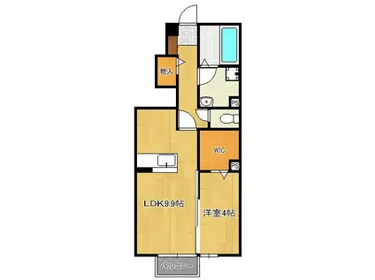 エスポワール 下城野(1LDK/1階)の間取り写真