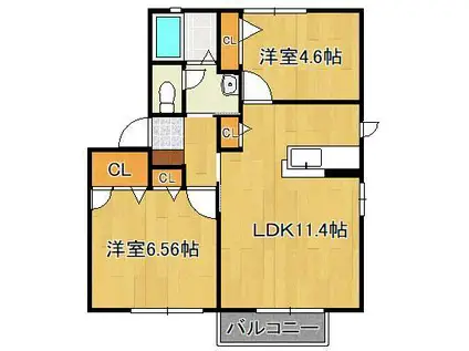 マメゾン志井(2LDK/2階)の間取り写真