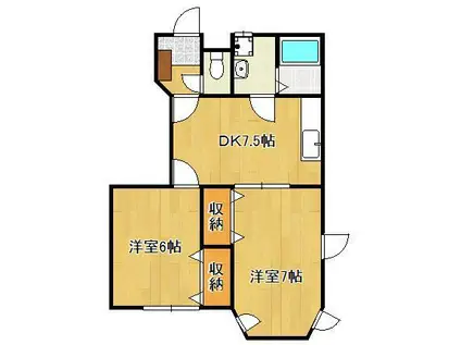 アメニティ下石田(2DK/1階)の間取り写真