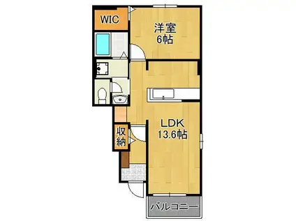 キー ミー ユ-(1LDK/1階)の間取り写真