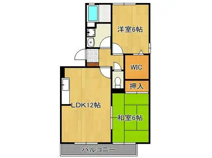 リベルテS.B棟(2LDK/3階)の間取り写真