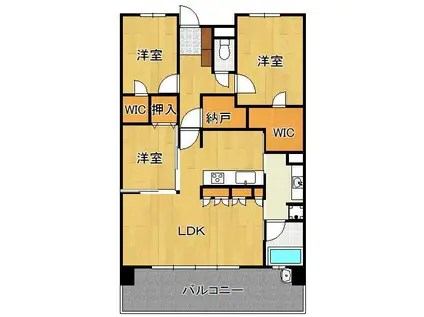 ザ・サンパークシティ守恒(3LDK/7階)の間取り写真