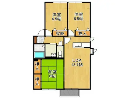 レシェンテ徳力 D棟(3LDK/2階)の間取り写真
