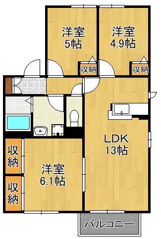 アネシス高尾台A棟(3LDK/1階)の間取り写真