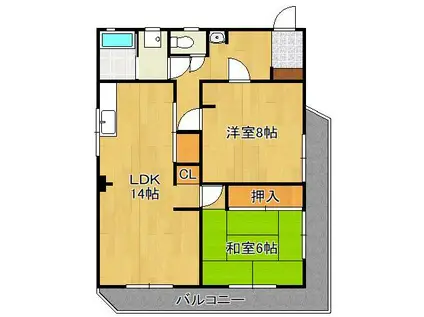 リ・エクラ(2LDK/4階)の間取り写真