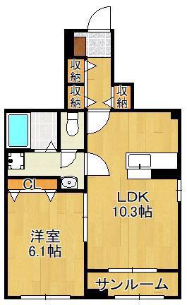 ヴィラルーチェA(1LDK/1階)の間取り写真